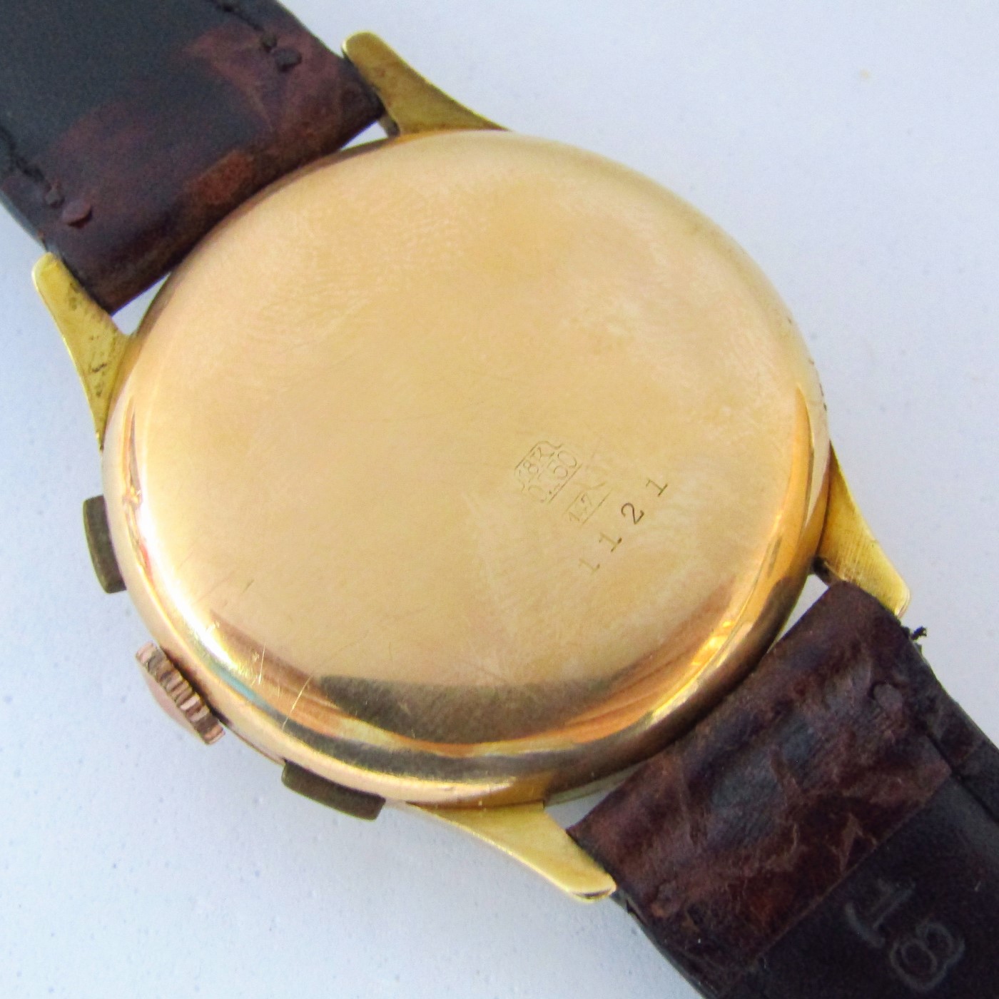 OLYMPIC. Reloj Cronógrafo de pulsera para caballero. Oro 18k. Suiza, ca. 1950. OLYMPIC. Reloj Cronógrafo de pulsera para caballero. Oro 18k. Suiza, ca. 1950.