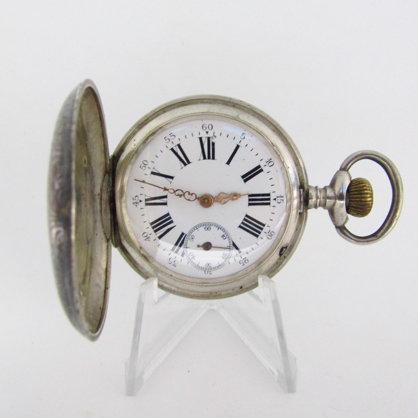 Reloj de bolsillo para caballero, saboneta y remontoir. Plata. Suiza, ca. 1900 Reloj de bolsillo para caballero, saboneta y remontoir. Plata. Suiza, ca. 1900
