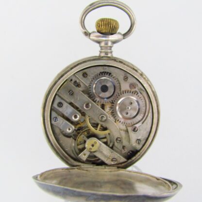 Reloj de bolsillo para caballero, saboneta y remontoir. Plata. Suiza, ca. 1900