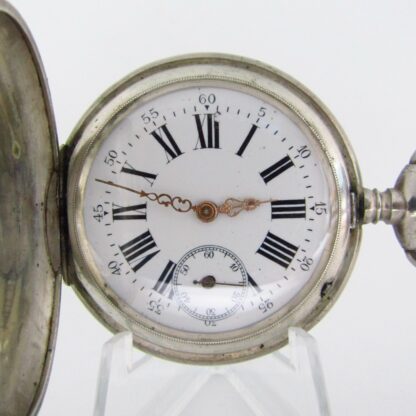 Reloj de bolsillo para caballero, saboneta y remontoir. Plata. Suiza, ca. 1900