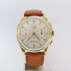 ZORRO CRONOGRAPHE SUISSE. Reloj Cronógrafo de pulsera. Oro 18k. Suiza, Ca. 1945