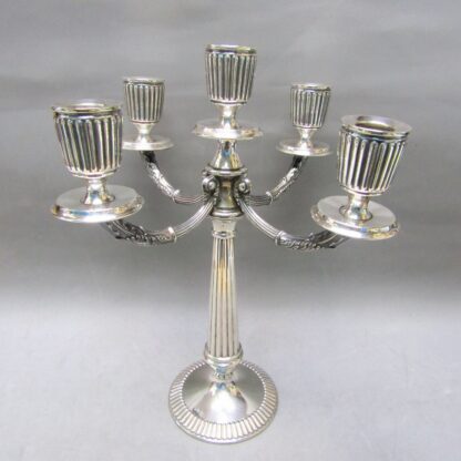 Candelabrum with five lights in sterling silver. Spain, 20th century.