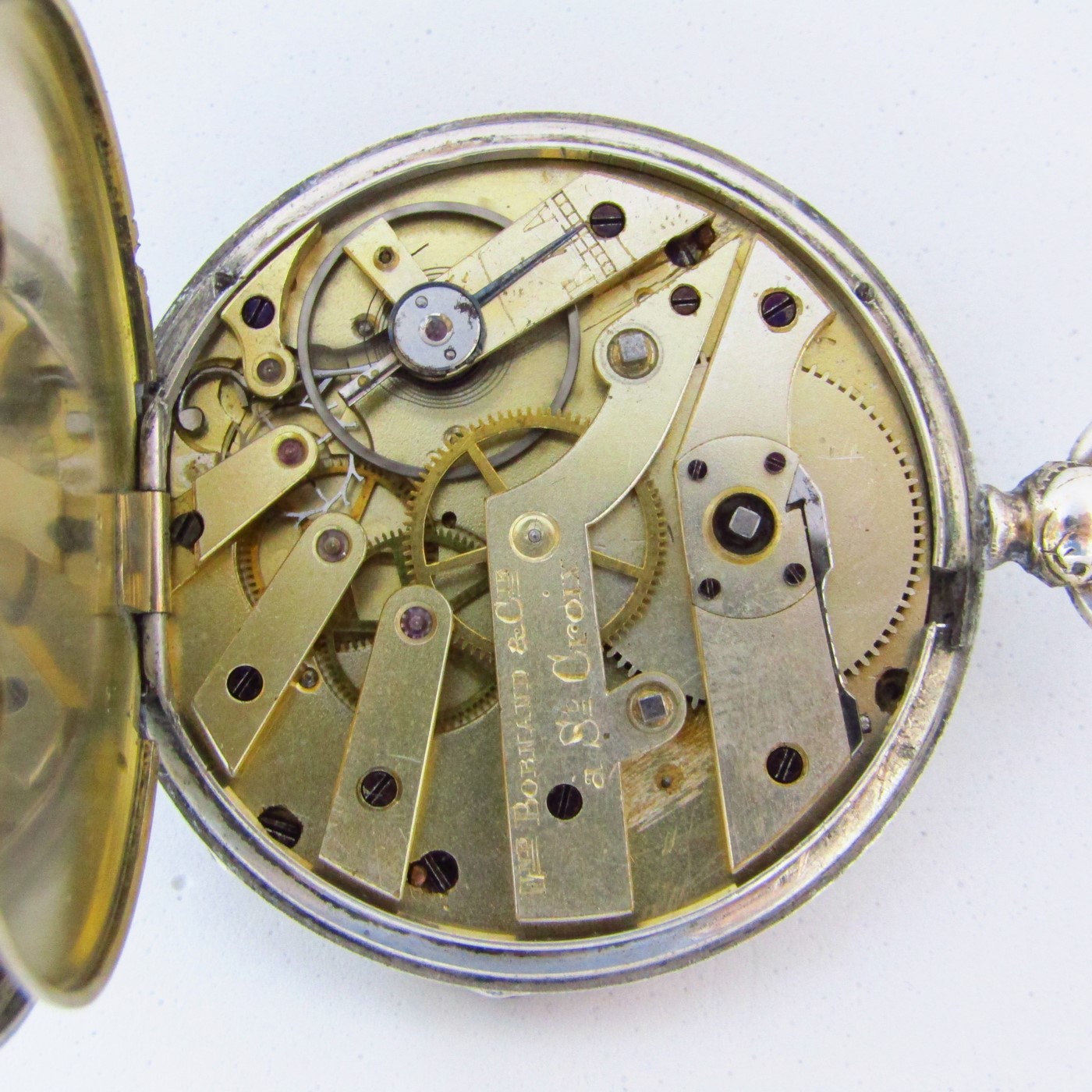 EUGENE BORNAND & Cíe., ST. CROIX. Reloj de Bolsillo lepine, doble uso horario. Plata. Ca. 1850. EUGENE BORNAND & Cíe., ST. CROIX. Reloj de Bolsillo lepine, doble uso horario. Plata. Ca. 1850.
