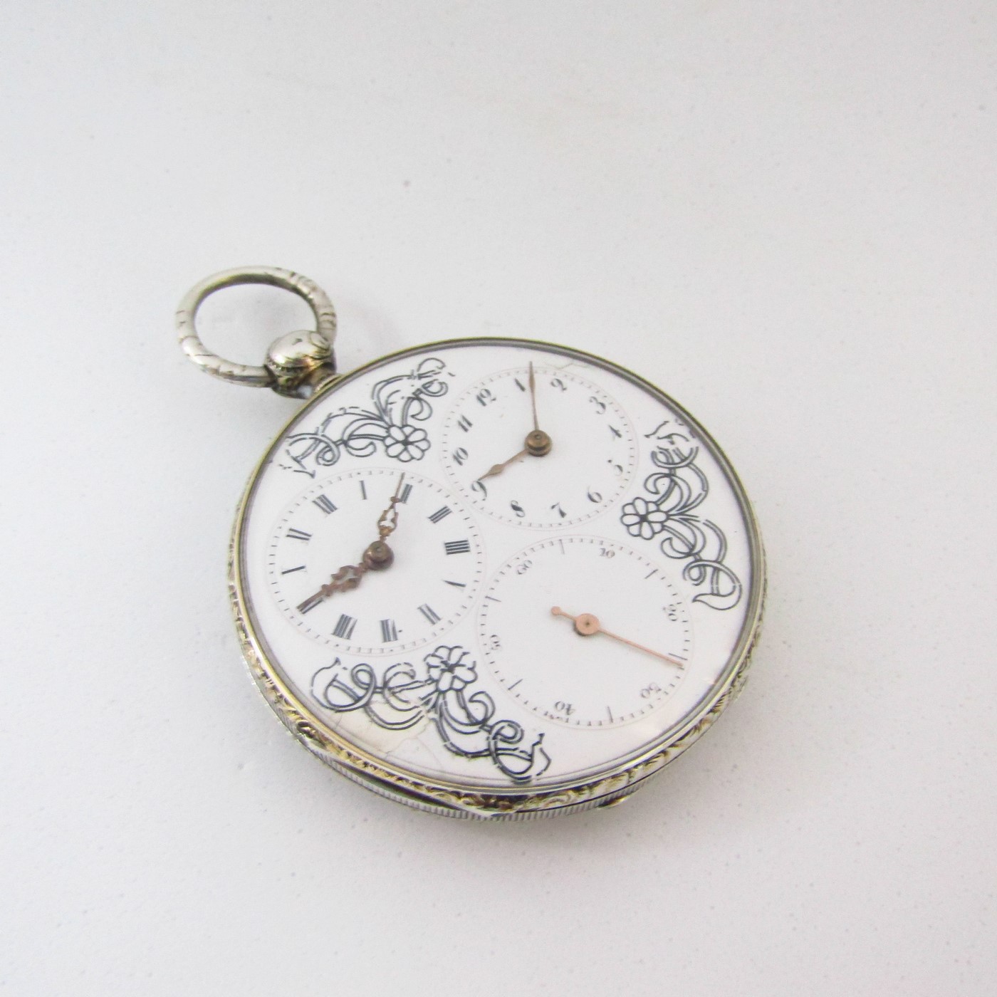 EUGENE BORNAND & Cíe., ST. CROIX. Reloj de Bolsillo lepine, doble uso horario. Plata. Ca. 1850. EUGENE BORNAND & Cíe., ST. CROIX. Reloj de Bolsillo lepine, doble uso horario. Plata. Ca. 1850.