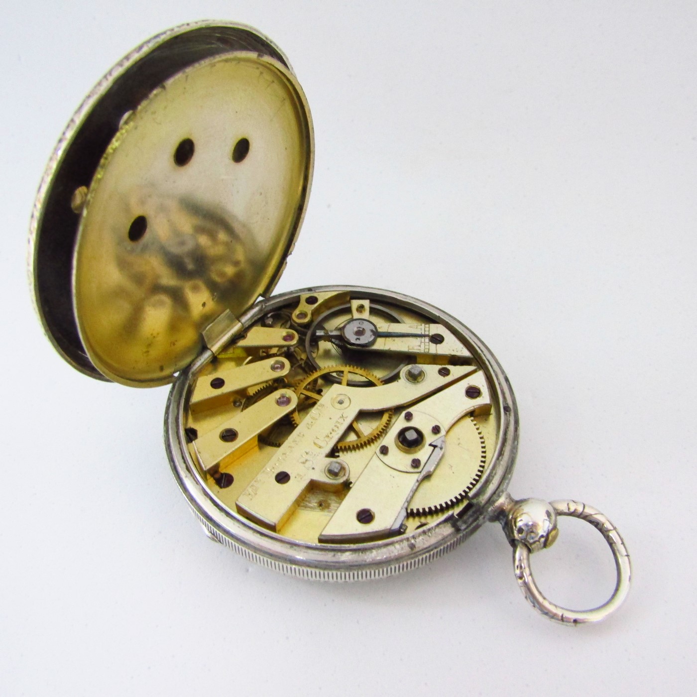 EUGENE BORNAND & Cíe., ST. CROIX. Reloj de Bolsillo lepine, doble uso horario. Plata. Ca. 1850. EUGENE BORNAND & Cíe., ST. CROIX. Reloj de Bolsillo lepine, doble uso horario. Plata. Ca. 1850.
