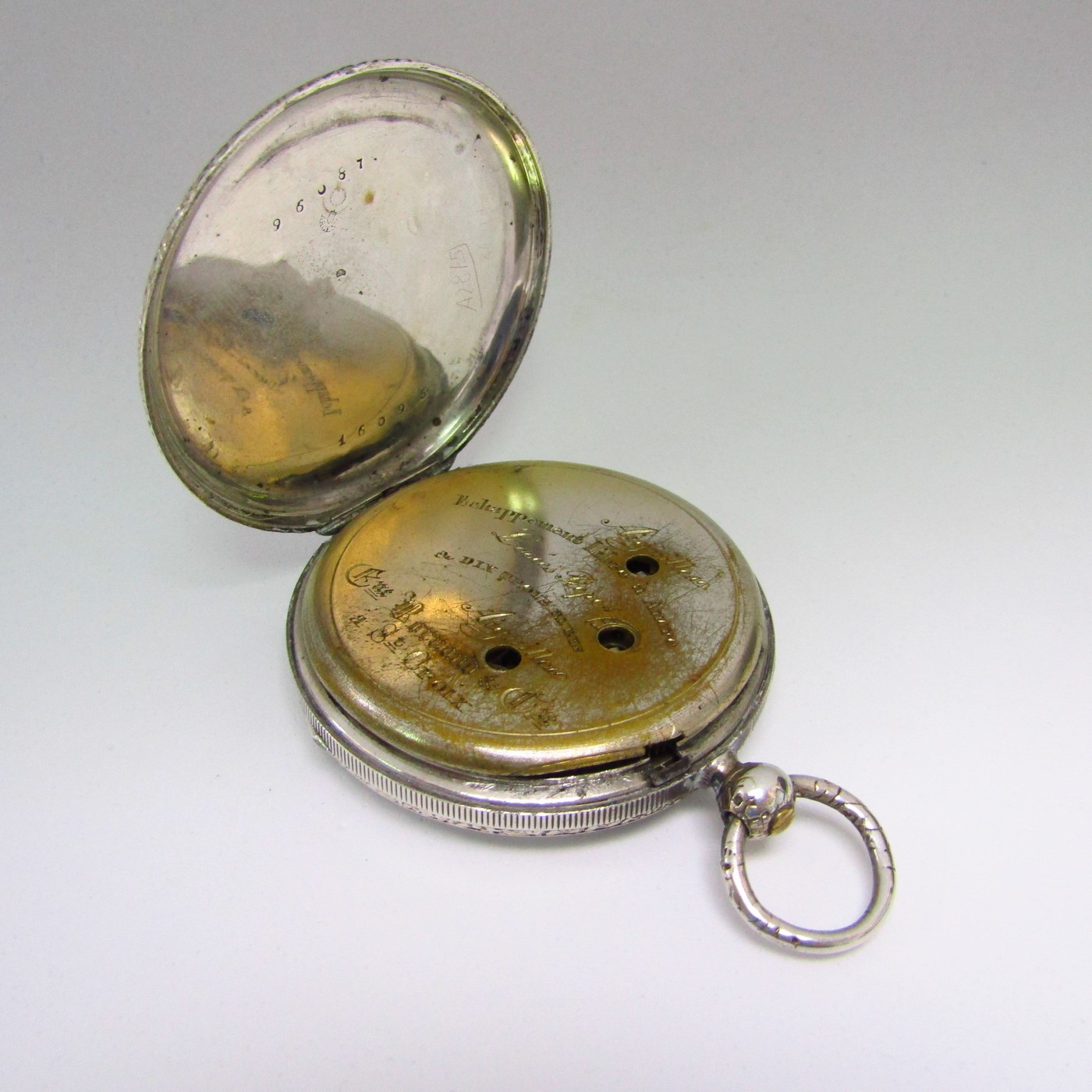 EUGENE BORNAND & Cíe., ST. CROIX. Reloj de Bolsillo lepine, doble uso horario. Plata. Ca. 1850. EUGENE BORNAND & Cíe., ST. CROIX. Reloj de Bolsillo lepine, doble uso horario. Plata. Ca. 1850.