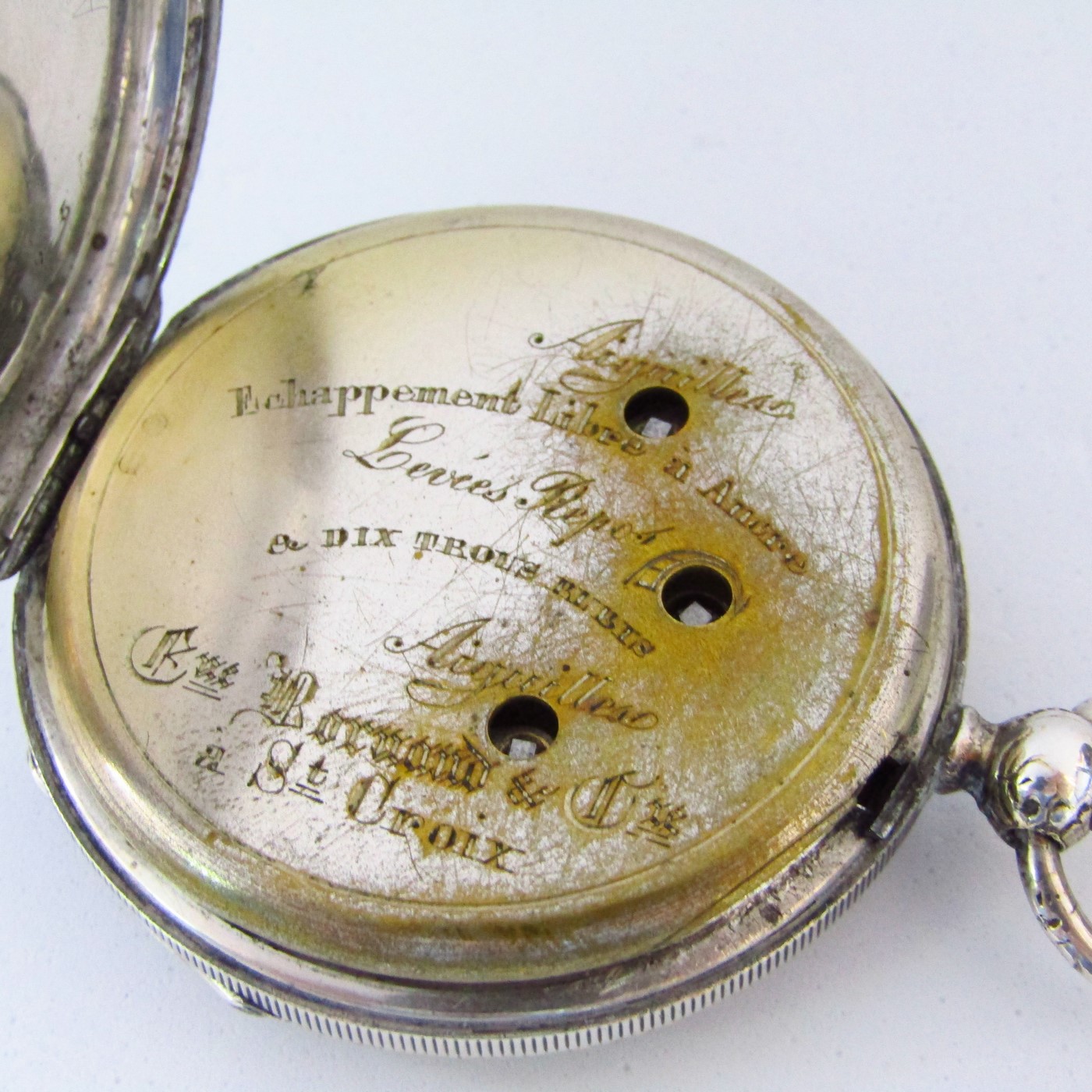 EUGENE BORNAND & Cíe., ST. CROIX. Reloj de Bolsillo lepine, doble uso horario. Plata. Ca. 1850. EUGENE BORNAND & Cíe., ST. CROIX. Reloj de Bolsillo lepine, doble uso horario. Plata. Ca. 1850.