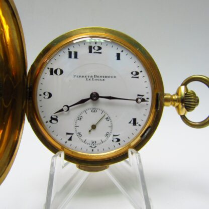 Perret et Berthoud (Le Locle). Horloge à répétition à minutes, saboneta et remontoir. Environ. 1910. Or 18 carats.