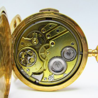 Perret et Berthoud (Le Locle). Horloge à répétition à minutes, saboneta et remontoir. Environ. 1910. Or 18 carats.