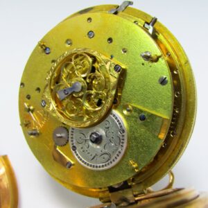 Reloj de Bolsillo Francés de Repetición a cuartos, Verge Fusee. Circa, 1850. Oro 18k.