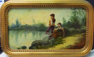 JOSÉ Mª TAMBURINI Y DALMAU. (1856 -1932). Óleo sobre tabla.