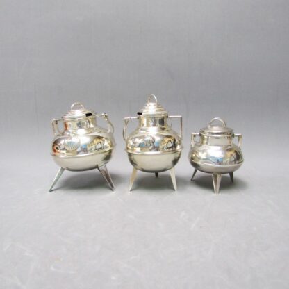 Lot of Three Galician Pots in Sterling Silver. Spain, 20th century.
