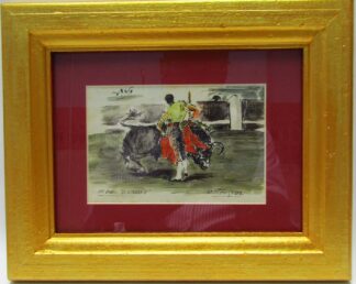 ANTONIO CASERO SANZ (1898-1973). Bullfighting pen drawing colored with watercolor. "Luis Gomez The Student".