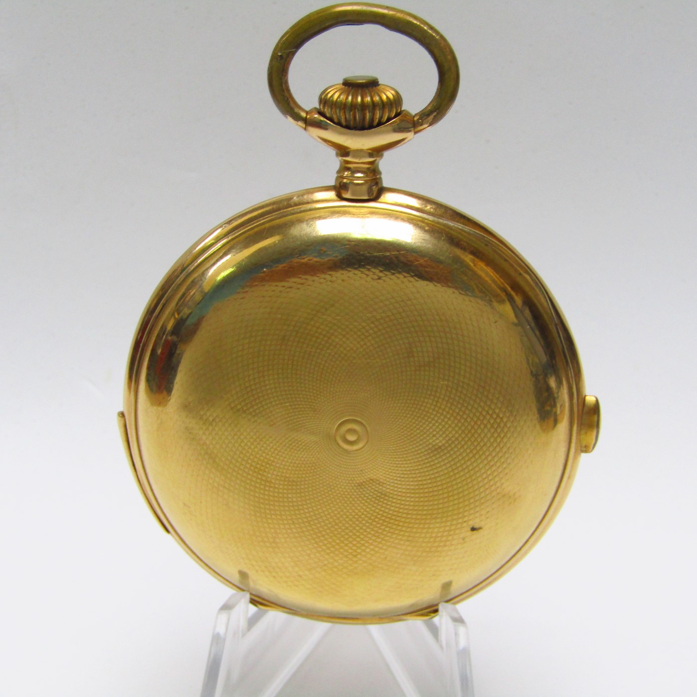 LONGUEVUE. Reloj Cronógrafo de repetición de Horas y Cuartos. Saboneta y remontoir. Oro 18k. Suiza, ca. 1900 LONGUEVUE. Reloj Cronógrafo de repetición de Horas y Cuartos. Saboneta y remontoir. Oro 18k. Suiza, ca. 1900