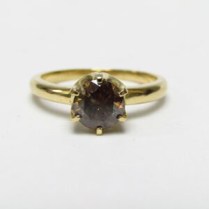 Sortija en Oro de 18k. con Diamante Natural, talla Brillante de 1,15 ct. (Orange/P1). Certificado IGE.
