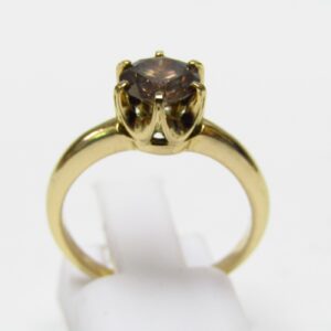 Sortija en Oro de 18k. con Diamante Natural, talla Brillante de 1,15 ct. (Orange/P1). Certificado IGE.