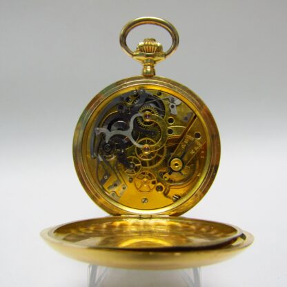 UNIVERSAL WATCH. Reloj Cronógrafo de bolsillo, lepine y remontoir. Oro 18k. Suiza, ca. 1910.