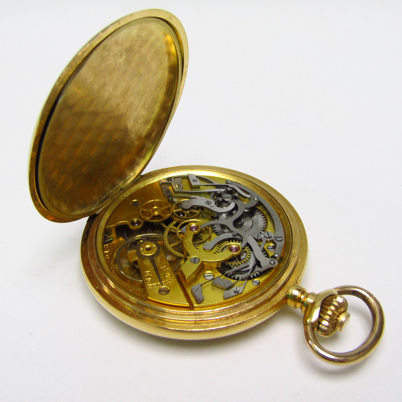 UNIVERSAL WATCH. Reloj Cronógrafo de bolsillo, lepine y remontoir. Oro 18k. Suiza, ca. 1910. UNIVERSAL WATCH. Reloj Cronógrafo de bolsillo, lepine y remontoir. Oro 18k. Suiza, ca. 1910.