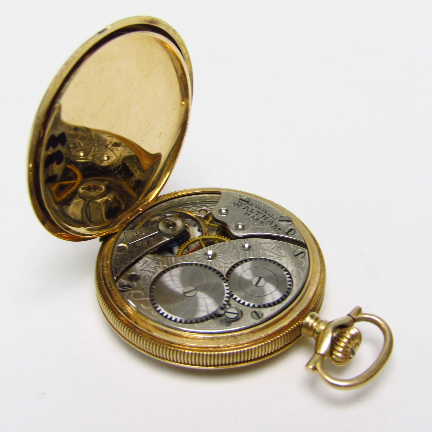 WALTHAM. Reloj de colgar, saboneta y remontoir. Oro 14k. USA, año 1907 WALTHAM. Reloj de colgar, saboneta y remontoir. Oro 14k. USA, año 1907