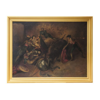ATRIBUIDO A EUGENIO LUCAS VILLAAMIL. (1858-1918). Óleo sobre lienzo. "Escena Taurina"