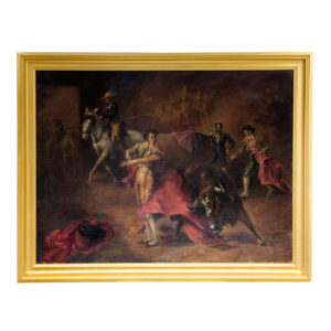 ATRIBUIDO A EUGENIO LUCAS VILLAAMIL. (1858-1918). Óleo sobre lienzo. "Escena Taurina". Siglo XIX.
