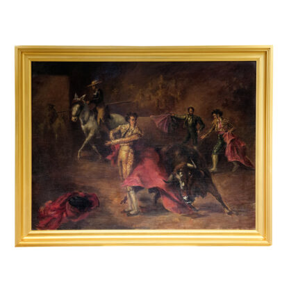 ATTRIBUÉ À EUGENIO LUCAS VILLAAMIL. (1858-1918). Huile sur toile. "Scène de tauromachie". 19ème siècle.