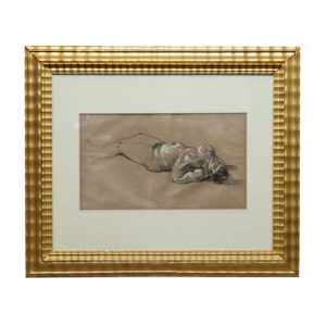 Dibujo a lápiz, Carbón y Clarión. "Desnudo femenino tendido", ca 1900