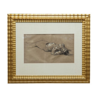 Dibujo a lápiz, Carbón y Clarión. "Desnudo femenino tendido", ca 1900