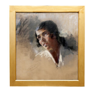 FÉLIX POSSART. Dibujo a pastel. "Retrato de Gitana Granaína"