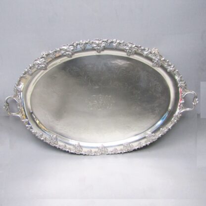 Large tray in silver metal. Spain, 20th century.