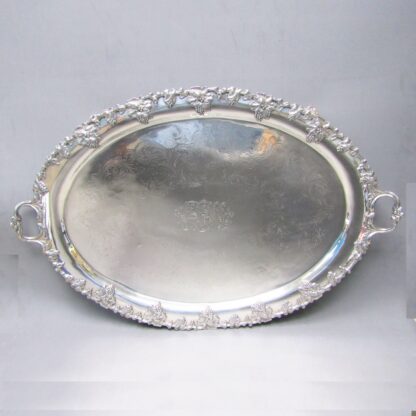 Large tray in silver metal. Spain, 20th century.