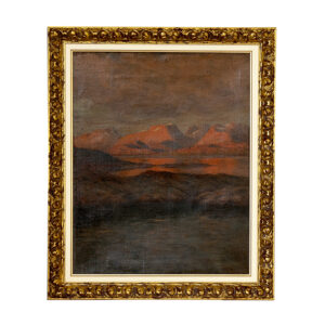 JOSÉ ARPA Y PEREA (1858-1952). Óleo sobre lienzo. “Paisaje fluvial crepuscular”