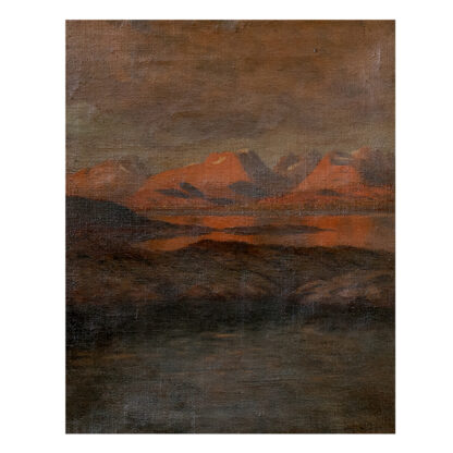 JOSÉ ARPA Y PEREA (1858-1952). Óleo sobre lienzo. “Paisaje fluvial crepuscular”