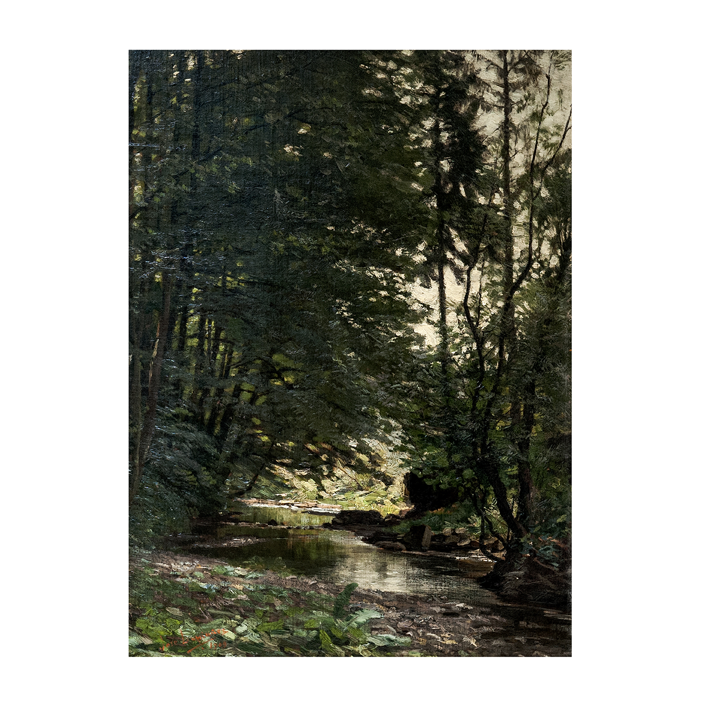 JOSÉ LUPIAÑEZ CARRASCO. (1864-1938). Óleo sobre cartón. “Paisaje frondoso con río”. JOSÉ LUPIAÑEZ CARRASCO. (1864-1938). Óleo sobre cartón. “Paisaje frondoso con río”.