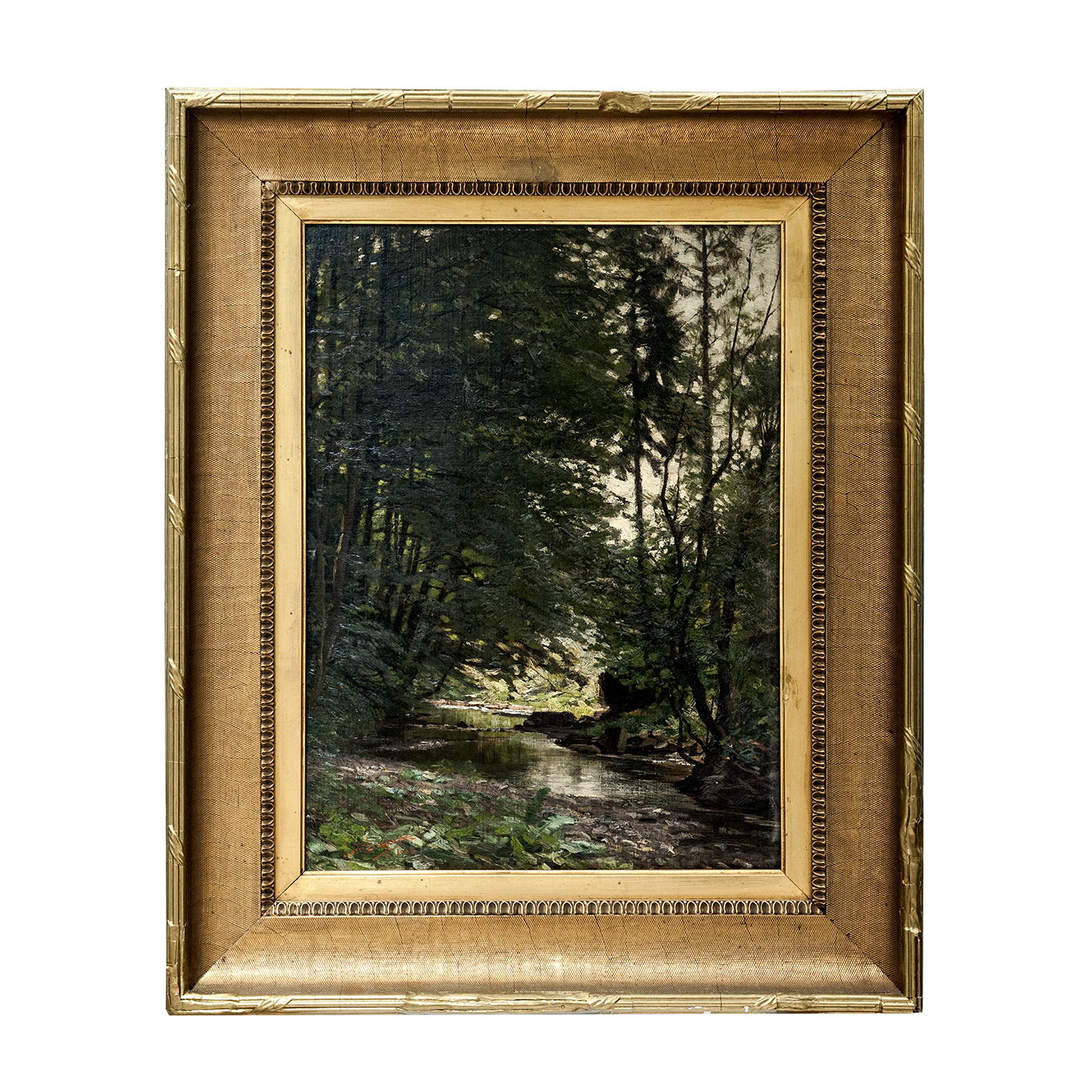 JOSÉ LUPIAÑEZ CARRASCO. (1864-1938). Óleo sobre cartón. “Paisaje frondoso con río”. JOSÉ LUPIAÑEZ CARRASCO. (1864-1938). Óleo sobre cartón. “Paisaje frondoso con río”.