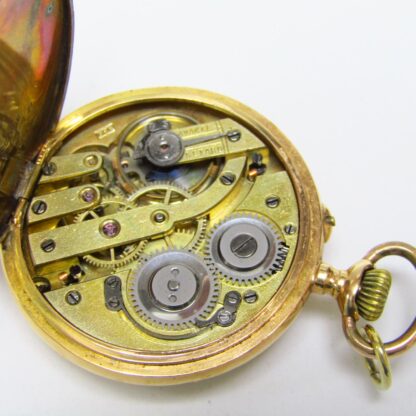 Jules et Georges Perret (GPE). Horloge suspendue, lépine. or 18 carats. Suisse, env. 1904.