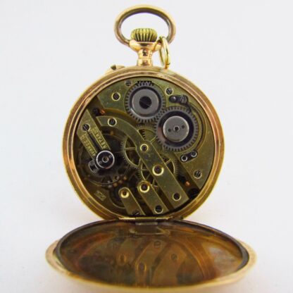 Jules et Georges Perret (GPE). Horloge suspendue, lépine. or 18 carats. Suisse, env. 1904.
