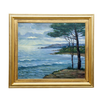LOLA GÓMEZ GIL. Óleo sobre lienzo. "Paisaje costero"