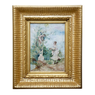OLGA. Siglo XX. Óleo sobre lienzo. "Dama en jardín"