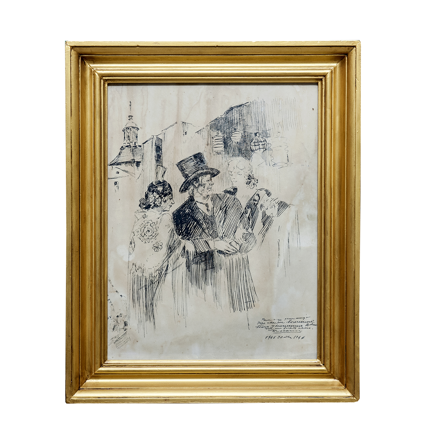 RICARDO MARÍN LLOBET. (1874-1942) Dibujo a Plumilla. "Escena galante en verbena Madrileña. (Una morena y una rubia…)" RICARDO MARÍN LLOBET. (1874-1942) Dibujo a Plumilla. "Escena galante en verbena Madrileña. (Una morena y una rubia…)"