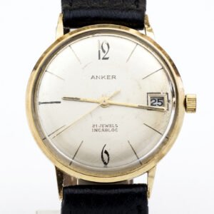 ANKER INCABLOC. Reloj de Pulsera para caballero. Oro 14k. Alemania, ca. 1960.
