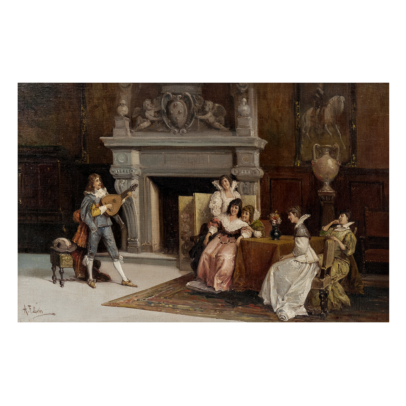ANTONIO MARÍA FABRÉS Y COSTA (1854-1938). Óleo sobre lienzo. Escena cortesana con personajes. ANTONIO MARÍA FABRÉS Y COSTA (1854-1938). Óleo sobre lienzo. Escena cortesana con personajes.