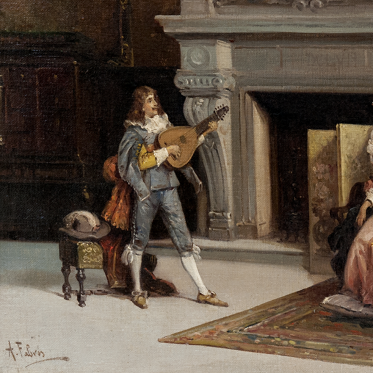 ANTONIO MARÍA FABRÉS Y COSTA (1854-1938). Óleo sobre lienzo. Escena cortesana con personajes. ANTONIO MARÍA FABRÉS Y COSTA (1854-1938). Óleo sobre lienzo. Escena cortesana con personajes.