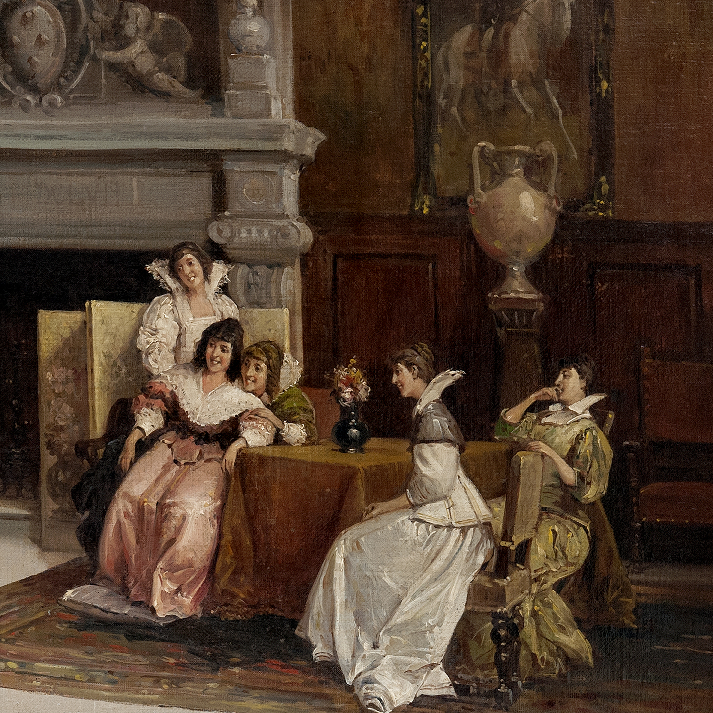 ANTONIO MARÍA FABRÉS Y COSTA (1854-1938). Óleo sobre lienzo. Escena cortesana con personajes. ANTONIO MARÍA FABRÉS Y COSTA (1854-1938). Óleo sobre lienzo. Escena cortesana con personajes.