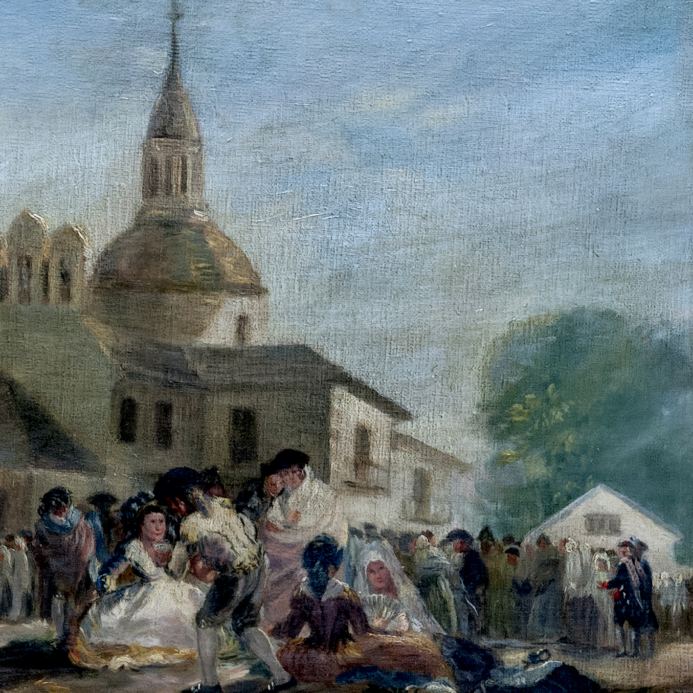 Ernest Santasusagna i Santacreu (1900-1964). Óleo sobre lienzo pegado a tabla. "Romería" Ernest Santasusagna i Santacreu (1900-1964). Óleo sobre lienzo pegado a tabla. "Romería"
