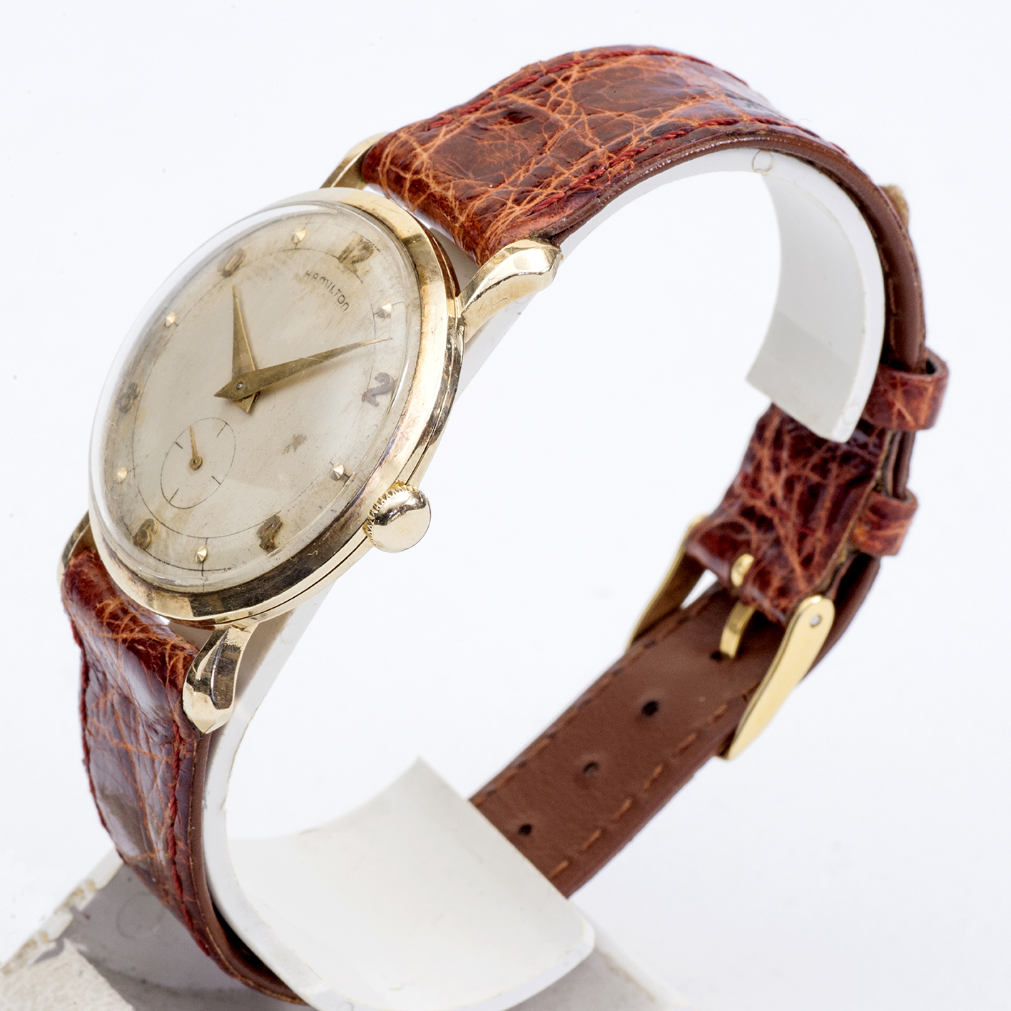 Hamilton. Reloj de pulsera para caballero. Oro 10k. U.S.A., ca. 1950. Hamilton. Reloj de pulsera para caballero. Oro 10k. U.S.A., ca. 1950.
