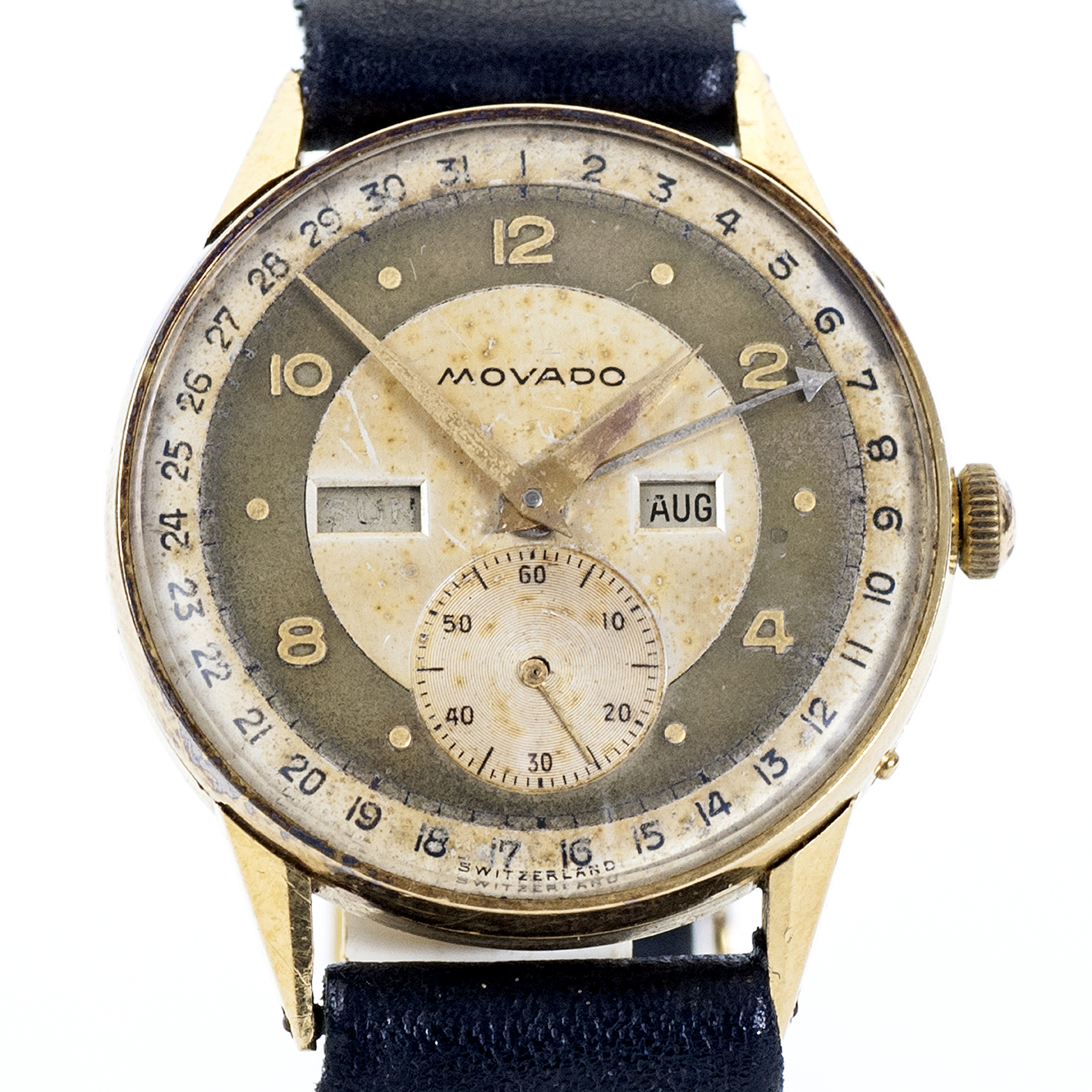 MOVADO. Reloj de Caballero de Movimiento complejo. Oro 18k. Suiza, ca. 1930 MOVADO. Reloj de Caballero de Movimiento complejo. Oro 18k. Suiza, ca. 1930