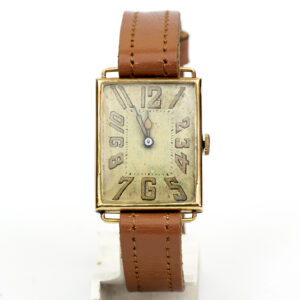 WARZA. Reloj Suizo de pulsera para caballero. Oro 14k. Ca. 1910
