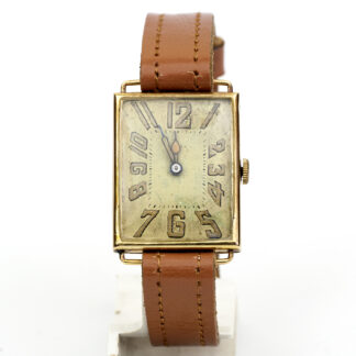 WARZA. Reloj Suizo de pulsera para caballero. Oro 14k. Ca. 1910