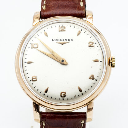 LONGINES. Reloj de pulsera para caballero. Oro 18k. Suiza, 1952.